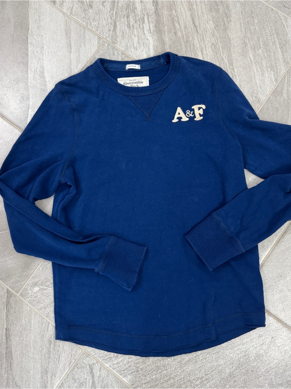 Abercrombie & Fitch Deep Blue Crewneck Sweatshirt with A&F Logo